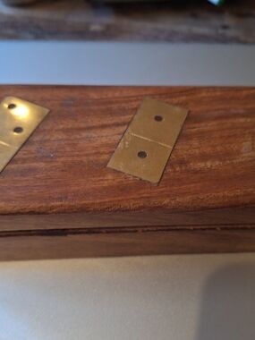 Vintage Bombay Company Indian Rosewood Box With Inlaid Brass Domino Set